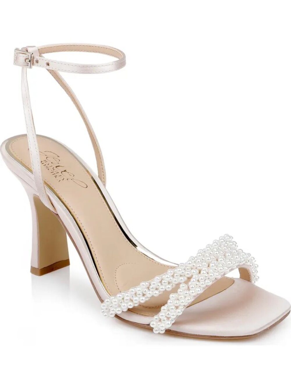 New Bagdley Mishcka Jewel Ivory Satin Embellished Heeled Sandals